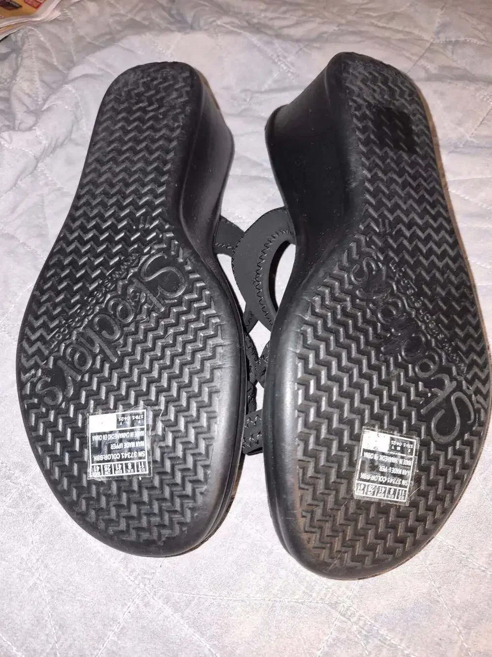 Skechers Cali Rumblers Sci Fi Black Wedge Sandals Size 11